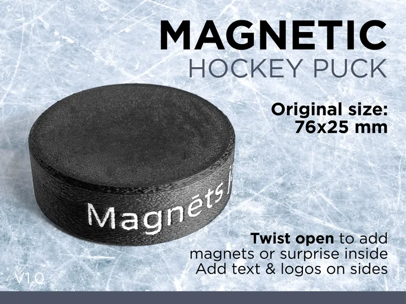 Twist-Open Hockey Puck Fridge Magnet