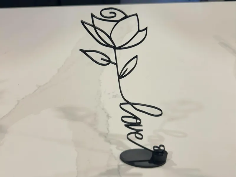 Rose with love stem silhouette art valentine's day