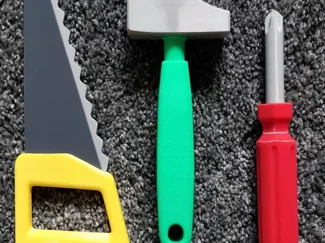 Baby construction tools hammer, screwdriver, saw