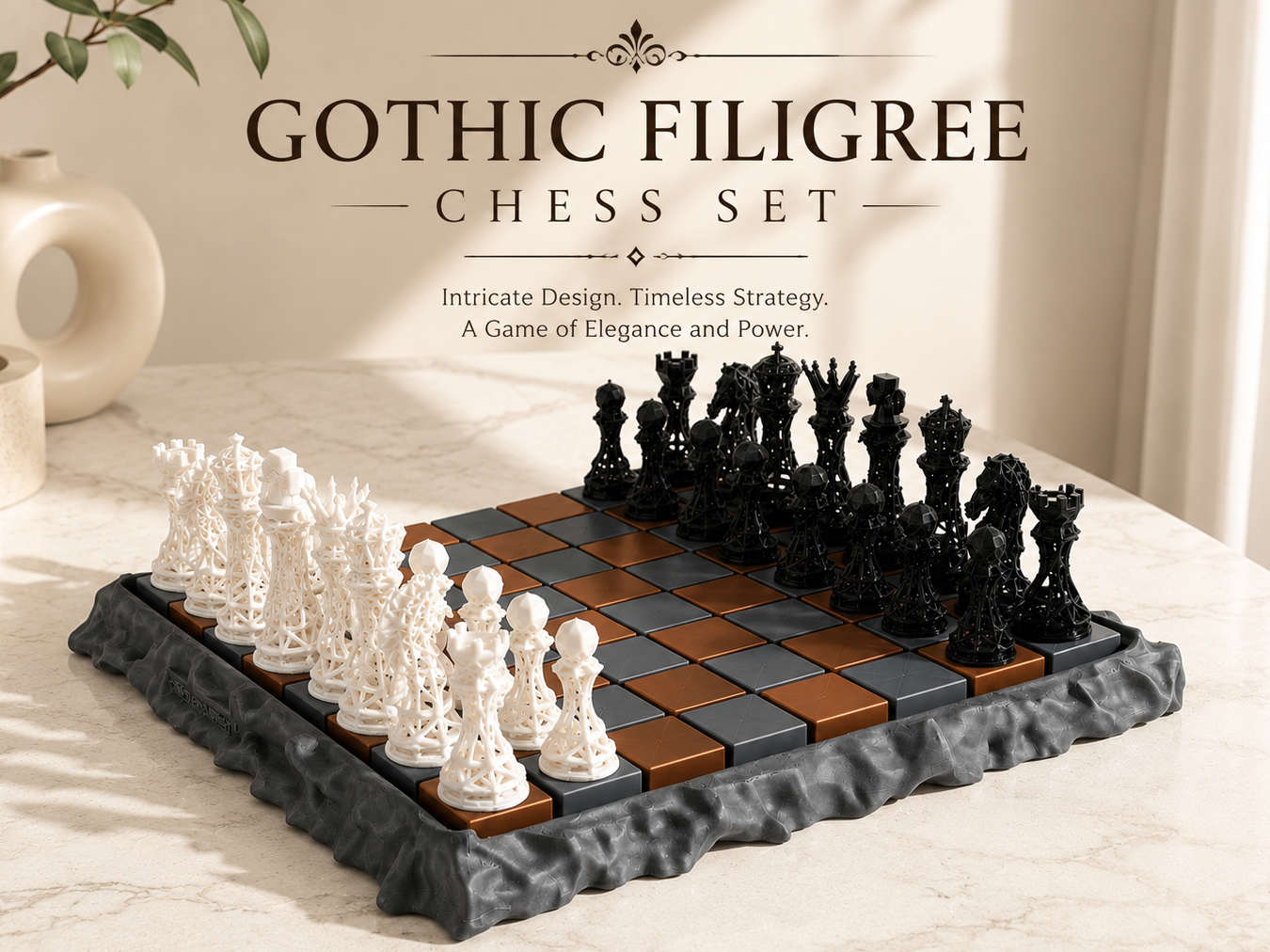 Gothic Filigree Chess Set - 1