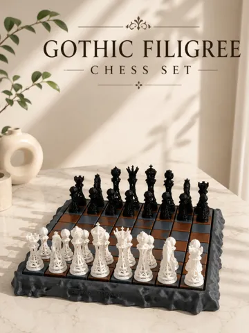Letrero o emblema decorativo: Gothic Filigree Chess Set — vista de referencia 2