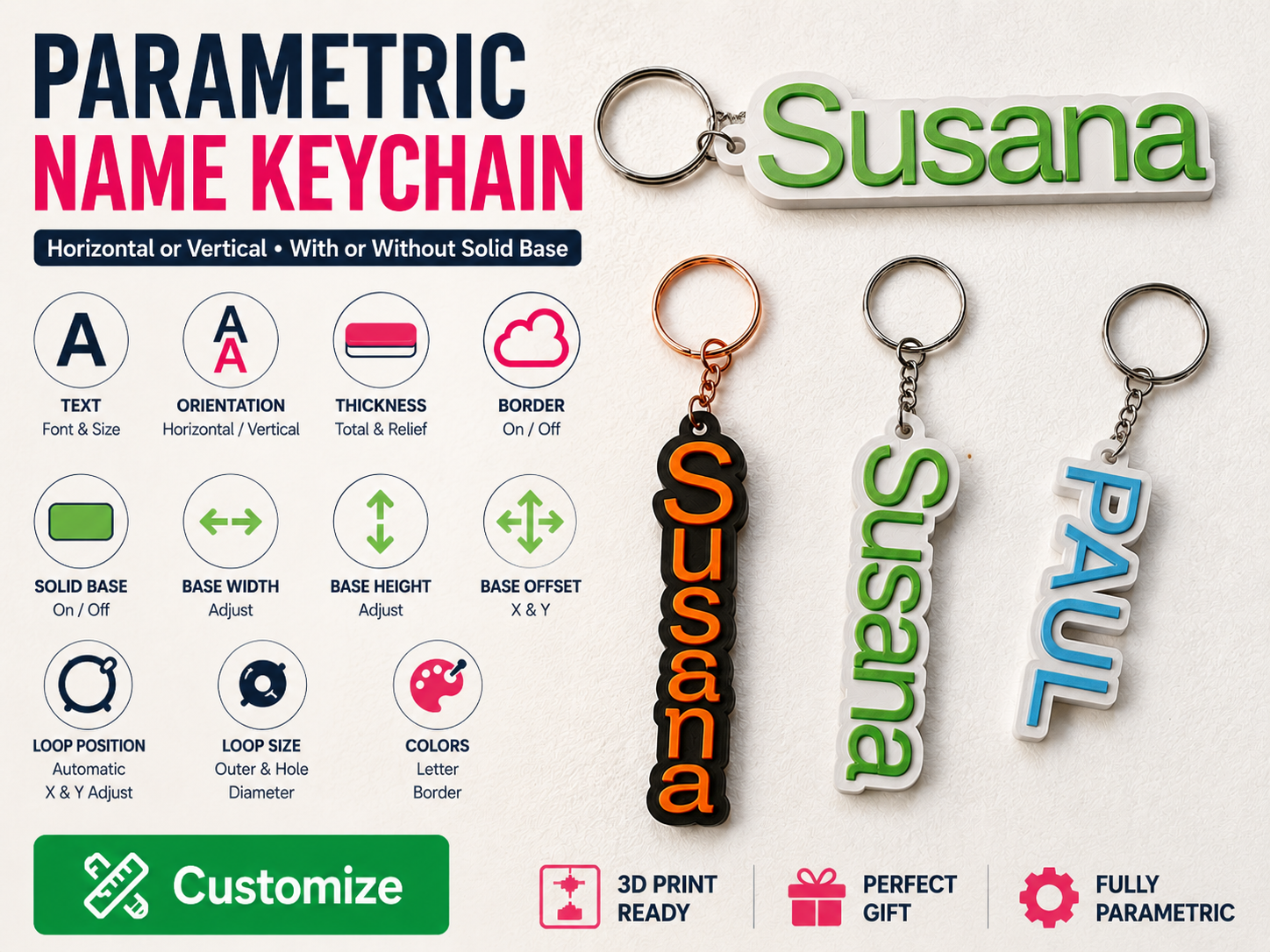 Parametric Name Keychain