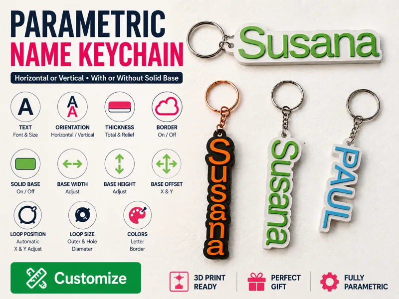 Parametric Name Keychain