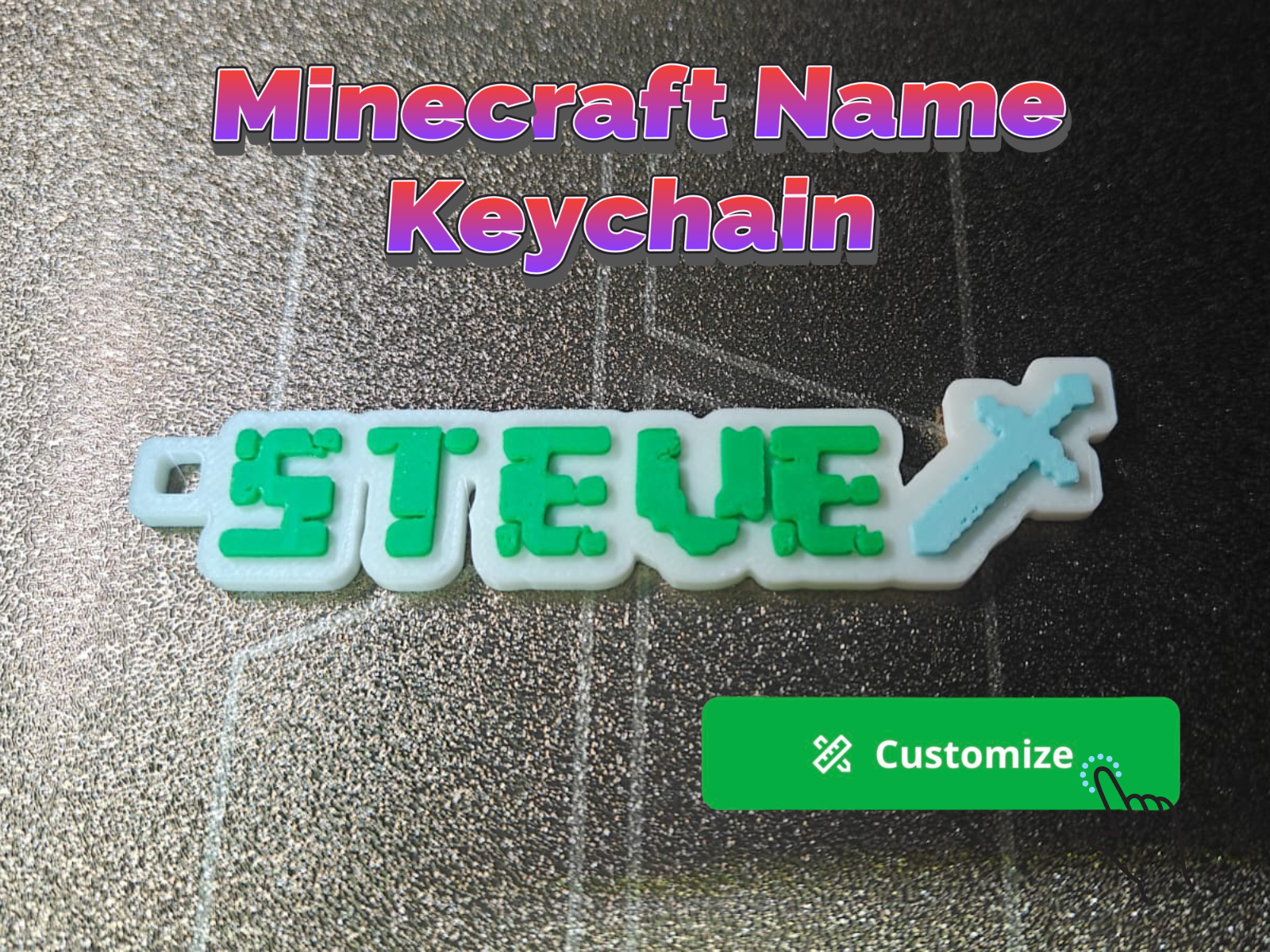 Minecraft-Style Name Keychain (Custom + Icons)