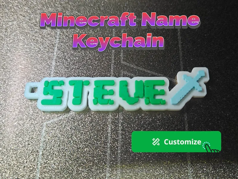 Minecraft-Style Name Keychain (Custom + Icons)