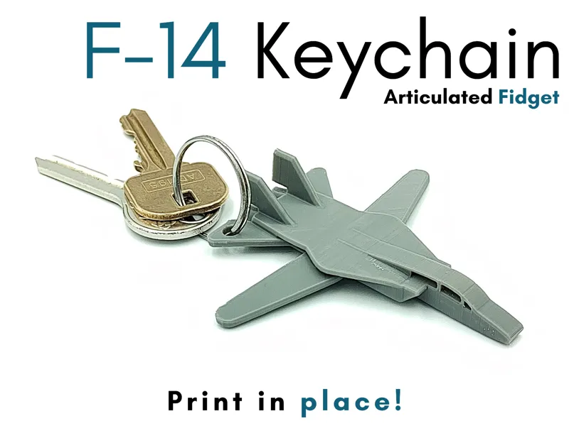 F14 Tomcat Keychain Fidget with Articulated Wings 