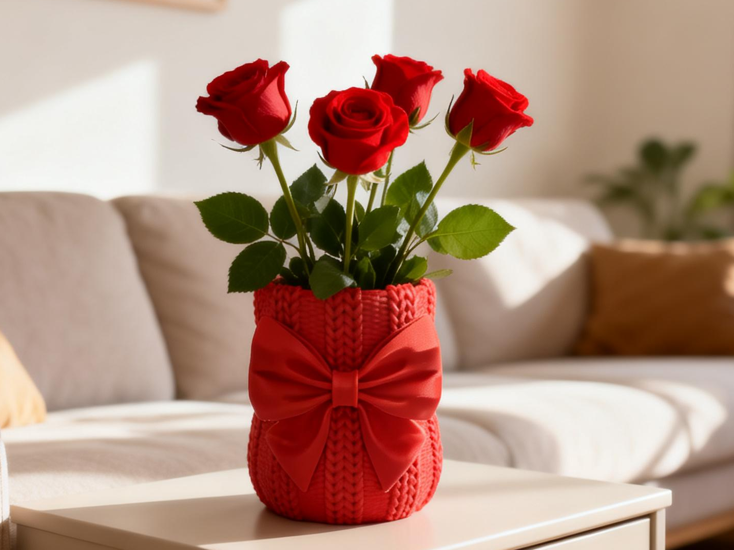 可爱针织蝴蝶结花瓶