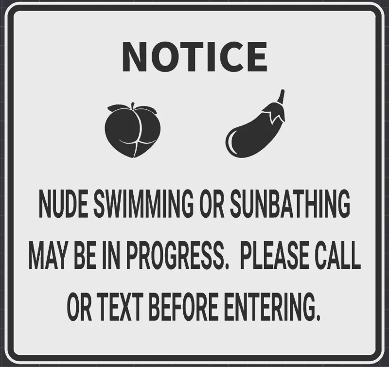 Nude Swimming Warning Sign