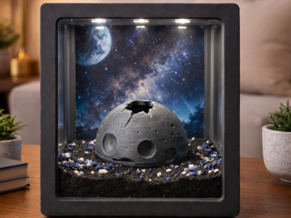 Space-Themed Moon Rock & Asteroid Enclosure Decor 