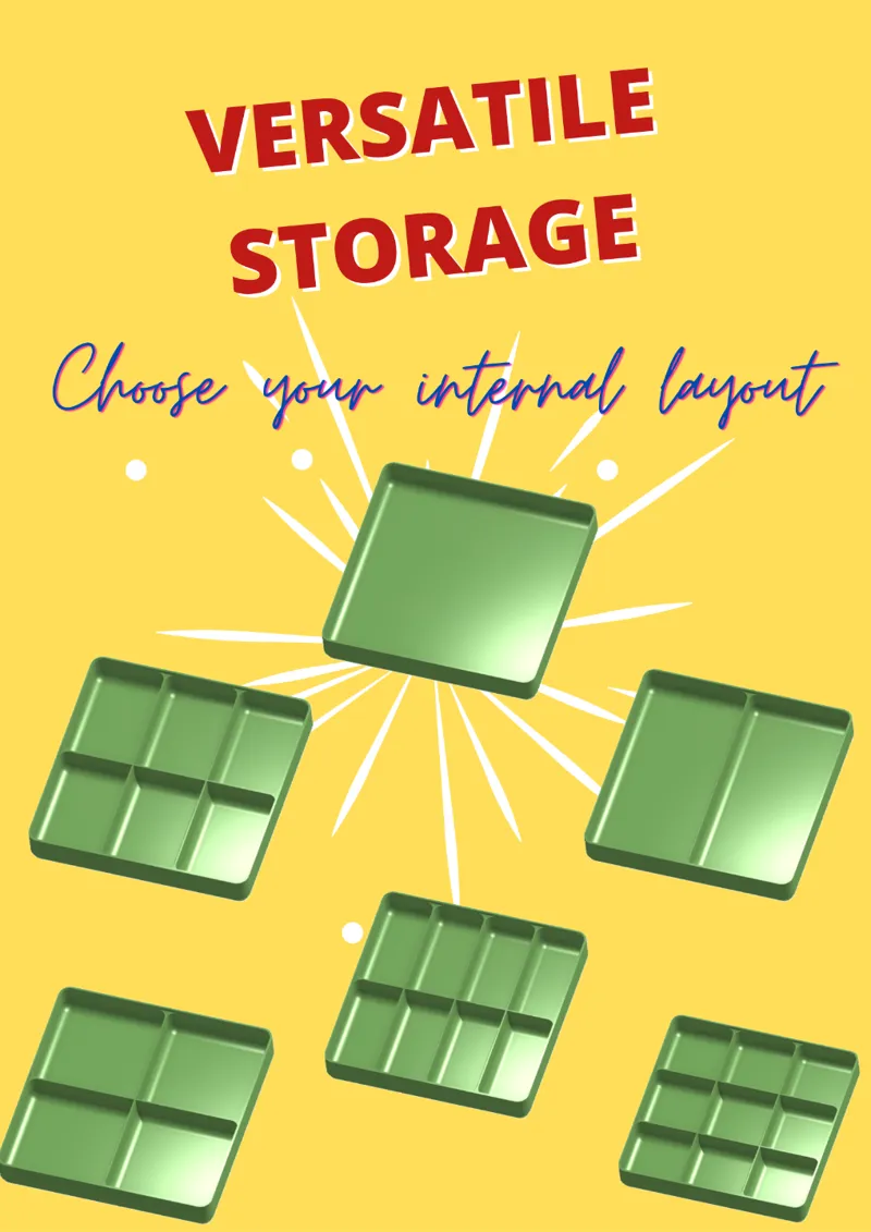 Versatile Interlocking Box with Customizable Layouts - 150mm by 150mm - different heights