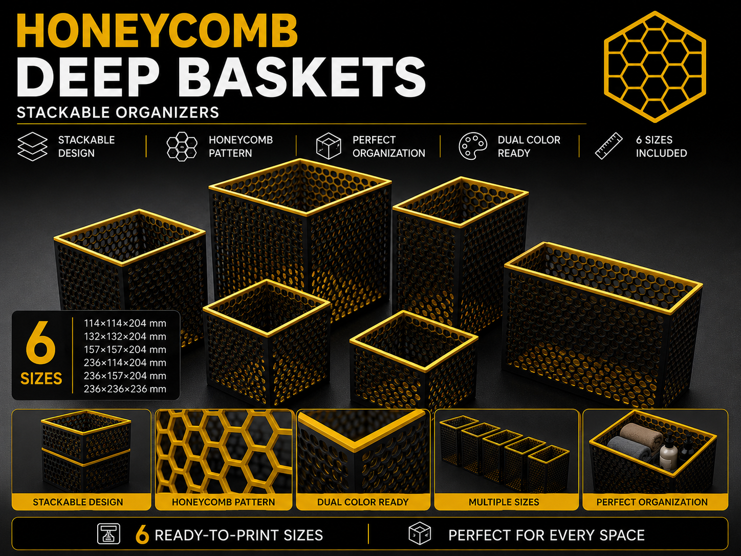 Honeycomb Deep Stackable Baskets