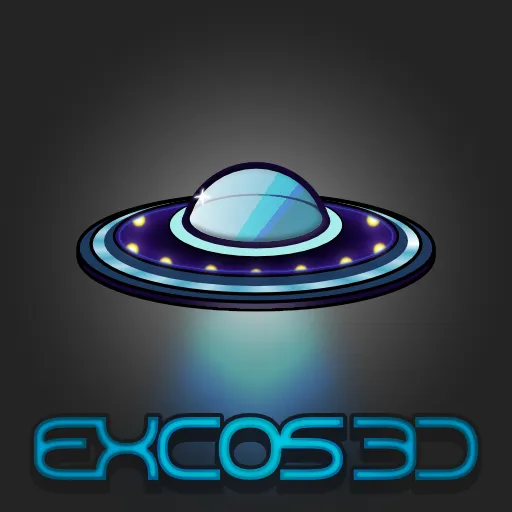UFO in Cyan. Logo of ExCos3D