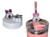 Ghost with Bow Straw Topper